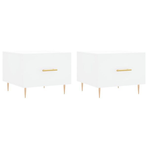 vidaXL Sohvapöydät 2 kpl valkoinen 50x50x40 cm tekninen puu