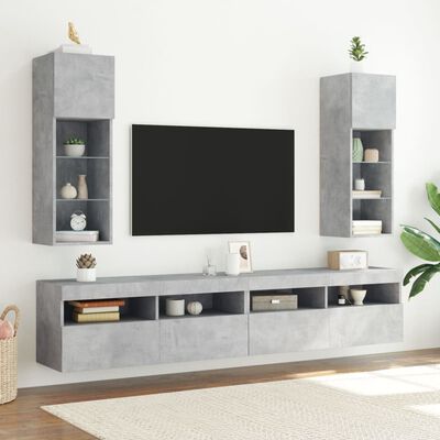 vidaXL TV-kaapit LED-valoilla 2 kpl betoninharmaa 30,5x30x90 cm