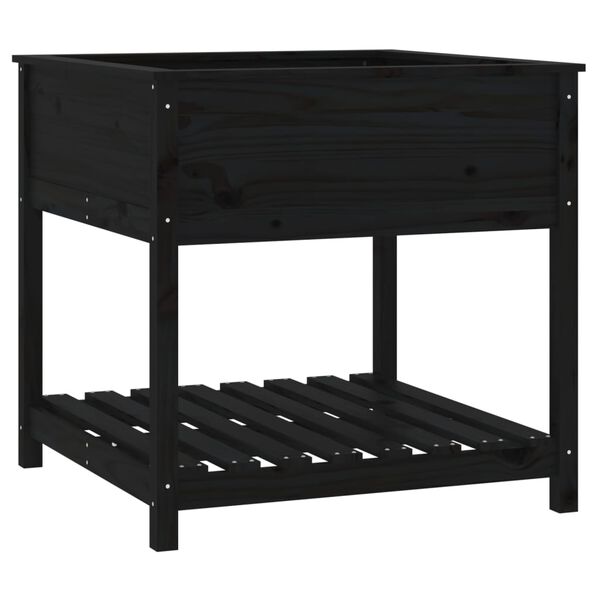 vidaXL Kukkalaatikko hyllyllä musta 82,5x82,5x81 cm täysi mänty