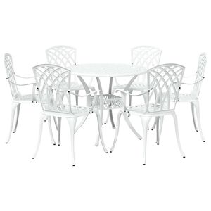vidaXL Piharuokailu setti 7 pcs Valkoinen Alumiini