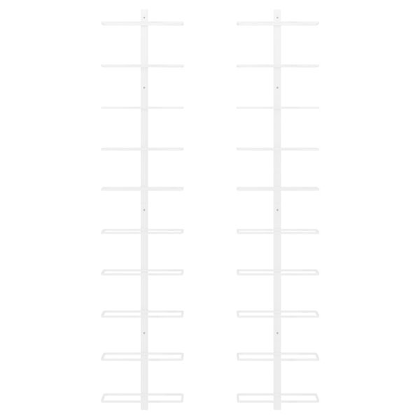 vidaXL Seinäkiinnitettävä viinipulloteline 10 pullolle 2 kpl valkoinen