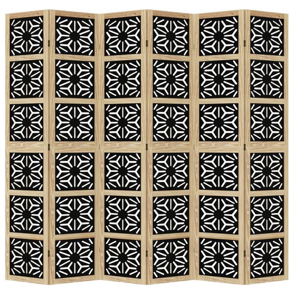 vidaXL 6-Paneelinen tilanjakaja ruskea ja musta t&auml;ysi keisaripuu