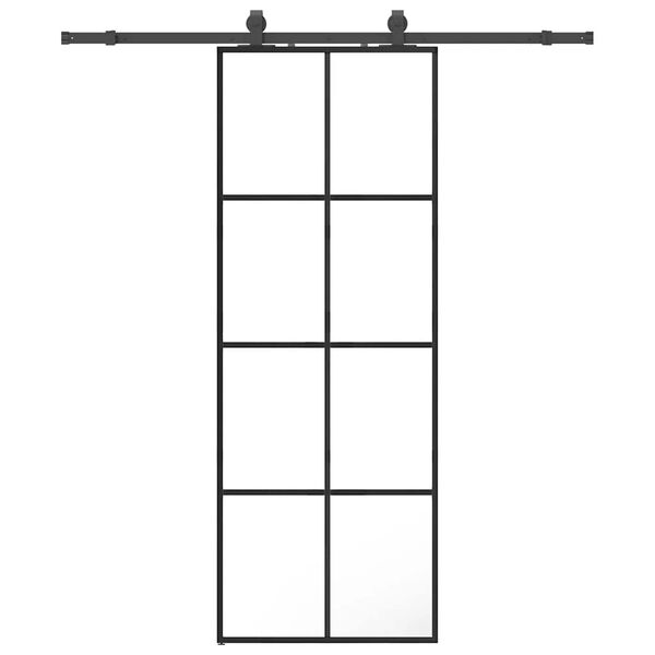 vidaXL Liukuovi asennustarvikkeilla musta 76x205 cm ESG lasi