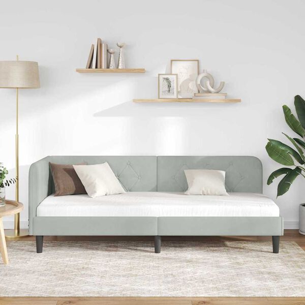 vidaXL Kulmavuoteen runko päätyllä Vaaleanharmaa 80 x 200 cm Sametti