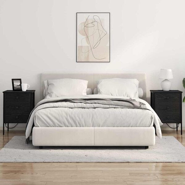 vidaXL Y&ouml;p&ouml;yt&auml;kaappi Musta tammi. 42 x 41 x 61 cm Tekninen puu