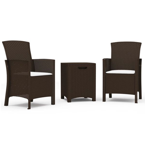 vidaXL 3-osainen Puutarhasohvasarja tyynyill&auml; PP-rottinki ruskea