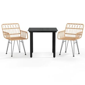 vidaXL 3-osainen Ulkoruokailuryhm&auml; polyrottinki