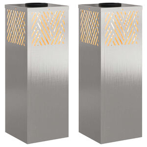 vidaXL Aurinko LED-polkuvalo 2 pcs Hopea Ruostumaton ter&auml;s