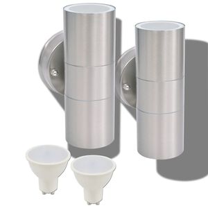 vidaXL LED-sein&auml;valaisimet ulkotiloihin 2 kpl Ruost. ter&auml;s Yl&ouml;s/alas