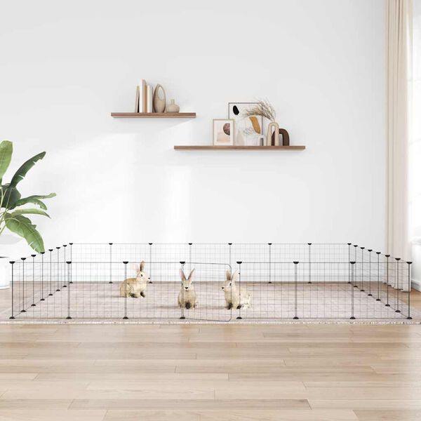 vidaXL 28-paneelinen lemmikkihäkki ovella musta 35x35 cm teräs