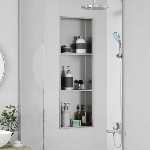 vidaXL Suihkukuoppa Hopea 90 x 30 x 9,5 cm Ruostumaton ter&auml;s