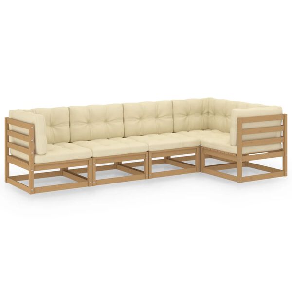 vidaXL 5 -osainen Puutarhasohvasarja tyynyill&auml; t&auml;ysi m&auml;nty