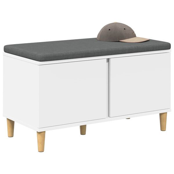 vidaXL Halli penkki tyynyll&auml; s&auml;ilytystilassa Valkoinen 80 x 38 x 46 cm