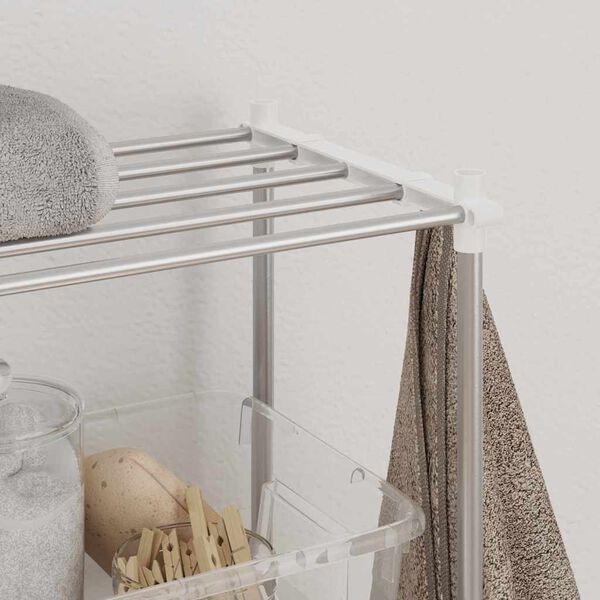 vidaXL Pesukoneen hylly Valkoinen 70 x 27 x 136 cm Alumiini