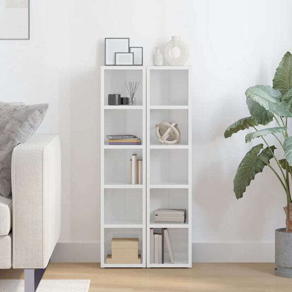 vidaXL CD-hyllyt 2 kpl korkeakiilto valkoinen 21x16x93,5 cm lastulevy