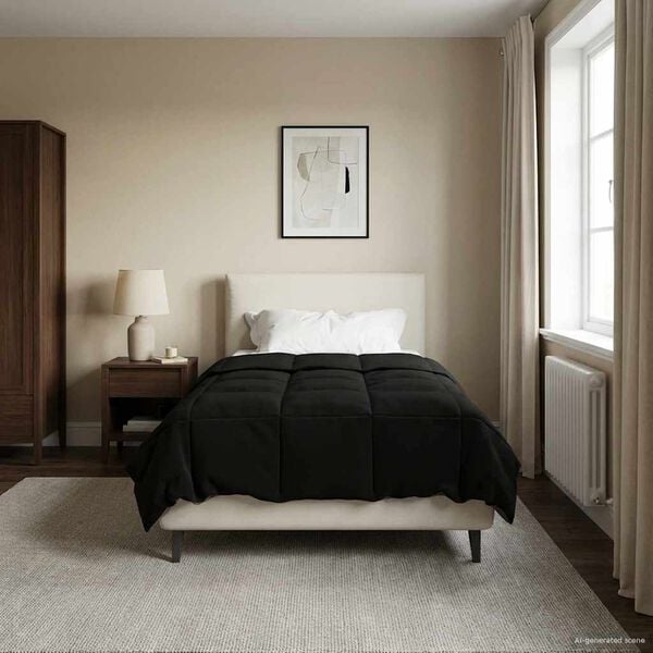 vidaXL Koko Vuoden Peitto Quiltottu Musta 135 x 220 cm Mikrokuitu