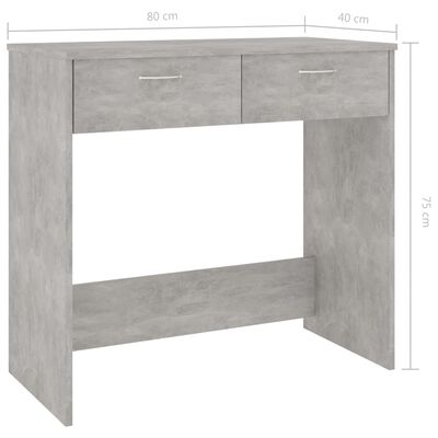 vidaXL Työpöytä betoninharmaa 80x40x75 cm lastulevy