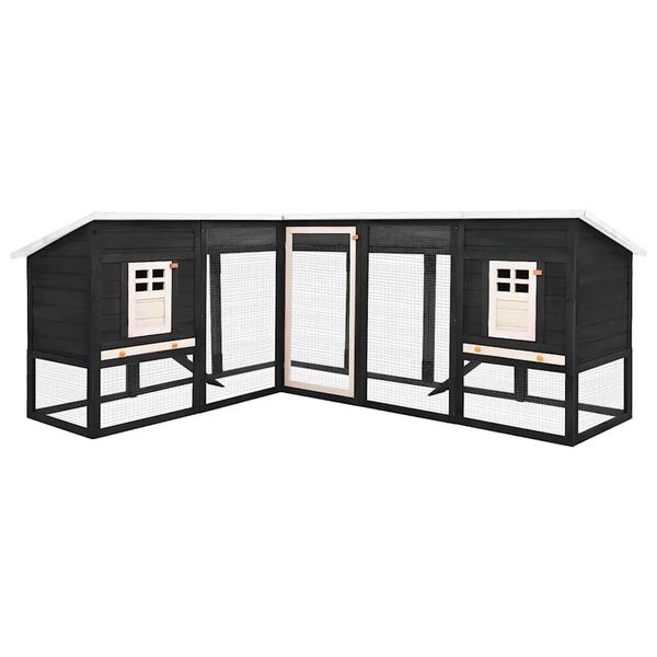 vidaXL Kanin ulkohäkki harmaa ja valkoinen täysi kuusi