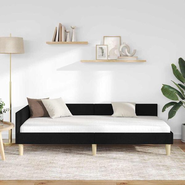 vidaXL Kulmavuoteen runko päätyllä Musta 90 x 200 cm kangas