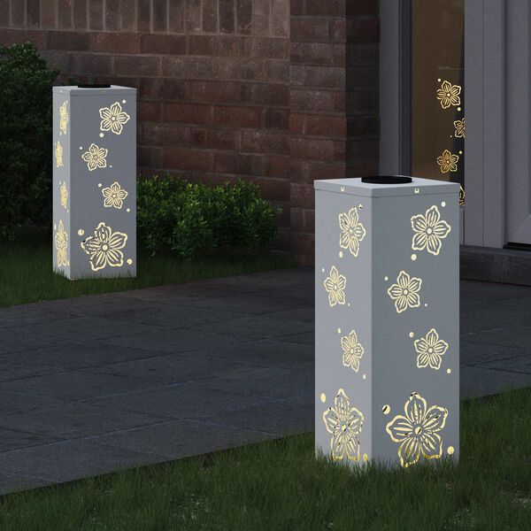 vidaXL Aurinko LED-polkuvalo 2 pcs Valkoinen Kylm&auml;valssattu ter&auml;s