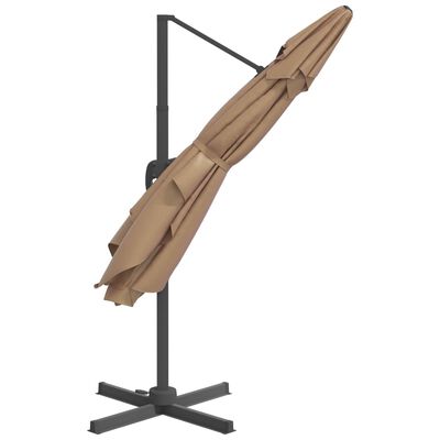 vidaXL Riippuva aurinkovarjo alumiinipylväällä taupe 400x300 cm