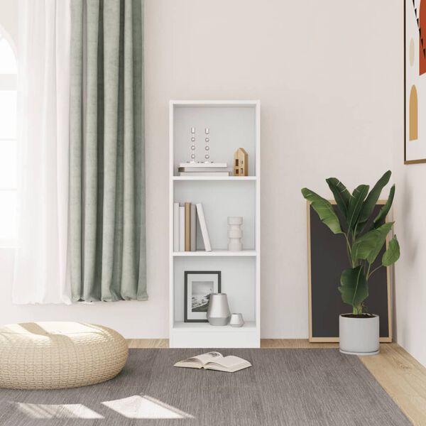 vidaXL 3-tasoinen kirjahylly valkoinen 40x24x109 cm tekninen puu