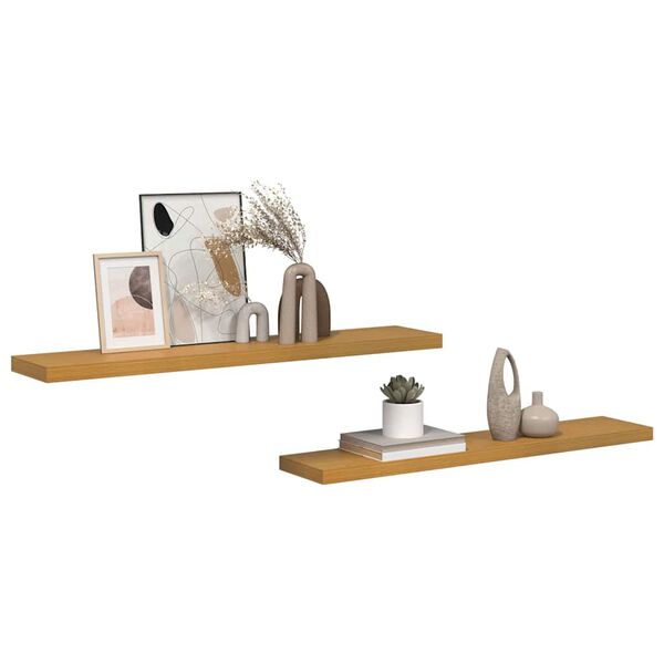 vidaXL Sein&auml;hylly 2 pcs Beige 120 x 23,5 x 4 cm Tekninen puu