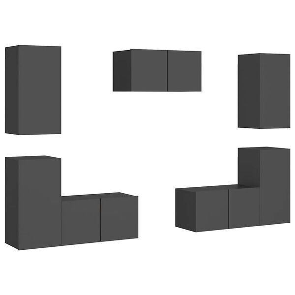 vidaXL 7-osainen TV-kaappisarja harmaa lastulevy