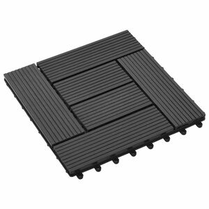 vidaXL Laudat 11 kpl Musta 30 x 30 cm WPC