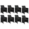 vidaXL 9-osainen Puutarharuokailuryhm&auml; tyynyill&auml; polyrottinki musta