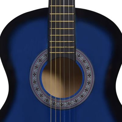 vidaXL Klassinen kitara aloittelijan sarja laukulla sininen 3/4 36"