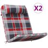 vidaXL Tuolin pehmusteet 2 pcs Punainen ruutu 58 x 77 x 4,5 cm