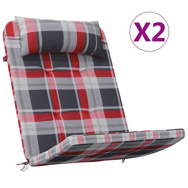 vidaXL Tuolin pehmusteet 2 pcs Punainen ruutu 58 x 77 x 4,5 cm