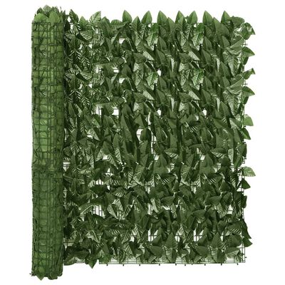 vidaXL Parvekkeen suoja tummanvihreillä lehdillä 400x100 cm
