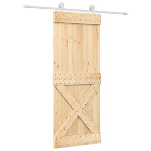 vidaXL Liukuovi 80 x 210 cm Massiivinen m&auml;nty (k&auml;sittelem&auml;t&ouml;n)