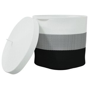 vidaXL S&auml;ilytyskori kannella mustavalkoinen &Oslash;40x35 cm puuvilla