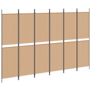 vidaXL 6-paneeli huonejakaja Beige 300 x 200 cm Kangas