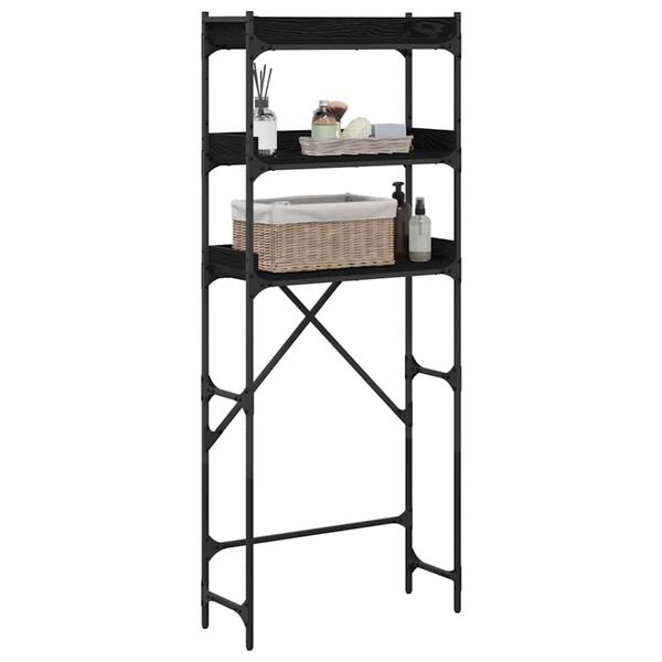 vidaXL Pesukoneen hylly Musta 0ak 67 x 25 x 163 cm Tekninen puu