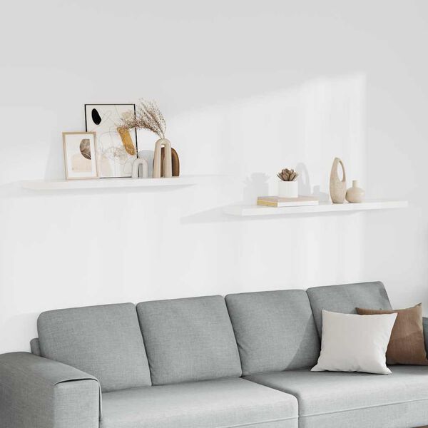 vidaXL Kelluvat sein&auml;hyllyt 2 kpl valkoinen 120x23,5x3,8 cm MDF