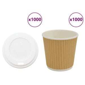 vidaXL Paperiset kahvikupit kansilla 1000 kpl 4oz 100ml