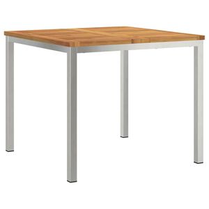 vidaXL Ruokap&ouml;yt&auml; 90x90x75 cm Kiinte&auml; akasiapuu ja ruostumaton ter&auml;s