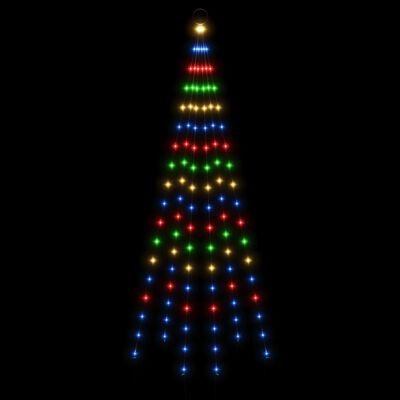 vidaXL Joulukuusi lipputankoon 108 värikästä LED-valoa 180 cm