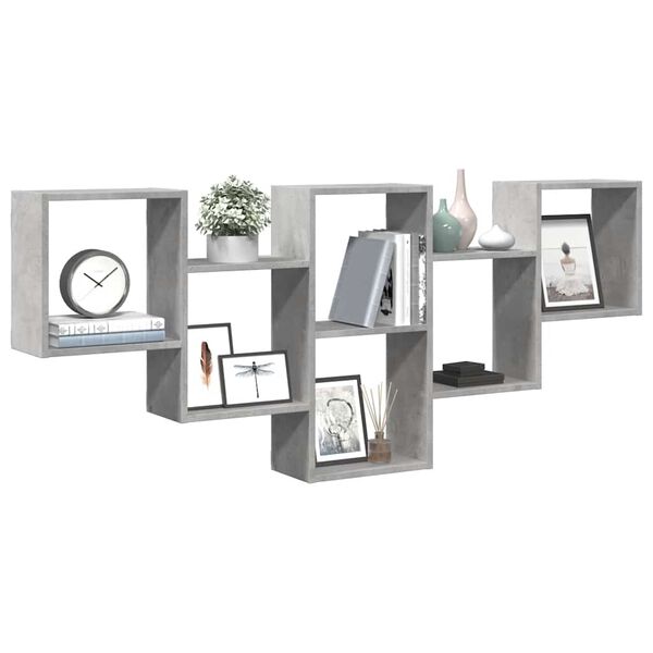 vidaXL Sein&auml;hylly betoninharmaa 159x18x66 cm lastulevy