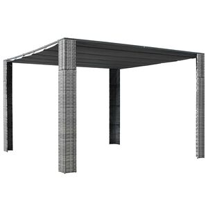 vidaXL Huvimaja katolla polyrottinki 300x300x220 cm harmaa/antrasiitti