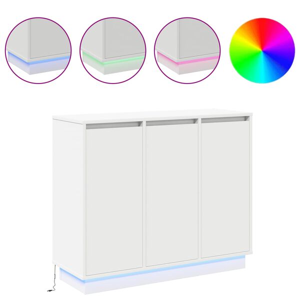 vidaXL LED-p&ouml;yt&auml;taso Valkoinen 90 x 32 x 75 cm Tekninen puu