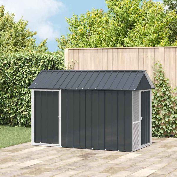 vidaXL Lintuhäkki Antrasiitti 215 x 112 x 141 cm Galvanoitu teräs