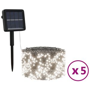 vidaXL Aurinkoenergia keijuvalot 5kpl 5x200 LED kylm&auml; valk. sis&auml;/ulko