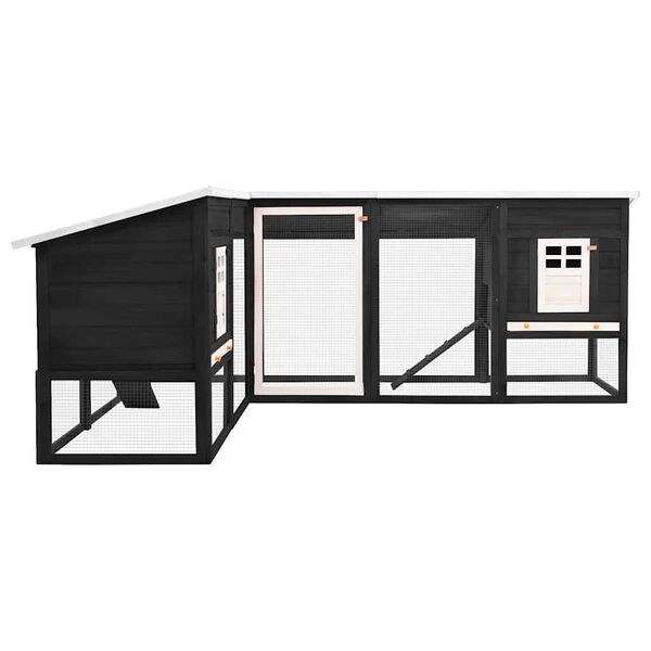 vidaXL Kanin ulkohäkki harmaa ja valkoinen täysi kuusi