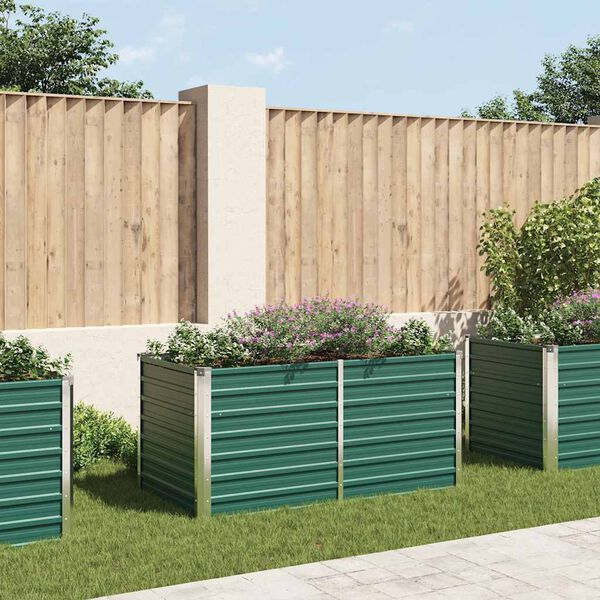 vidaXL Korotettu puutarhalaatikko 160x80x77cm galvanoitu teräs vihreä