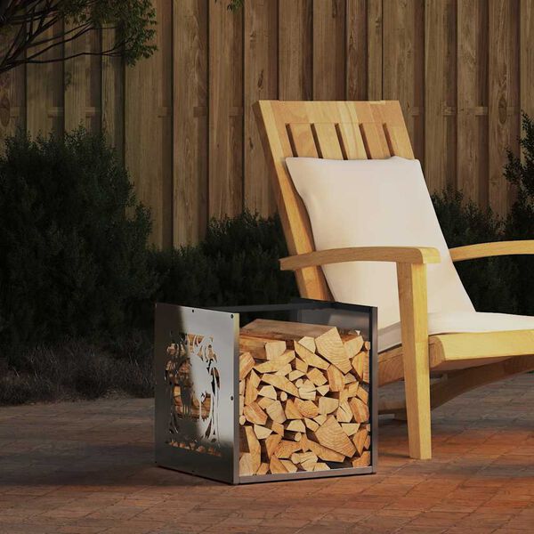 vidaXL Polttopuuteline 40x40x40 cm ruostumaton ter&auml;s